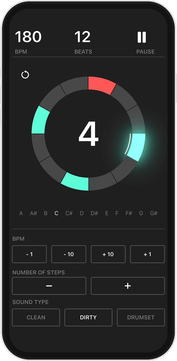 The Circular Metronome app interface